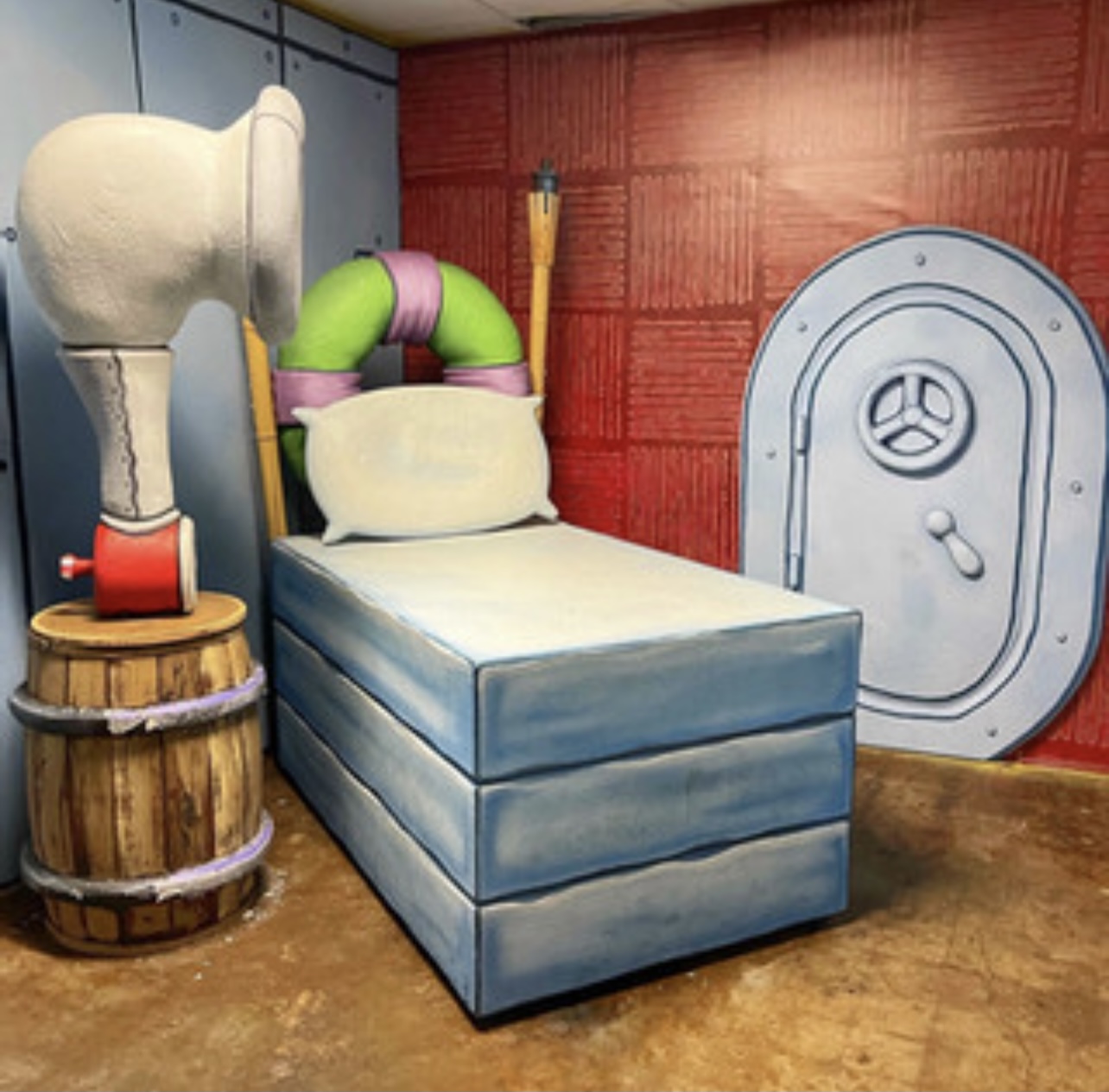 Hand-built character bedroom set piece for immersive themed pop-up activation